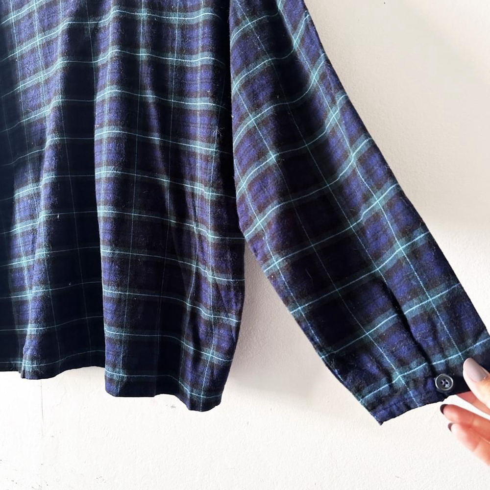 Madewell Blue and Green Plaid Flannel Shirt Women's Size M - Picture 5 of 8